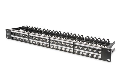 DIGITUS Pannello patch modulare ad alta densità - schermato - Cat6a - Montaggio a rack - 1U - Nero -