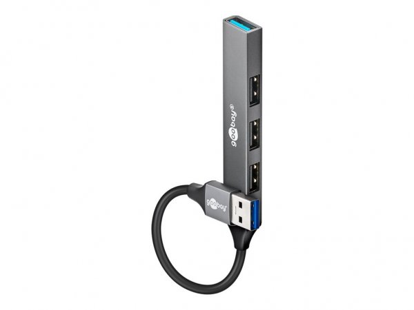 Goobay Slim USB-Hub USB-A auf USB-A USB 3.2 hellgrau