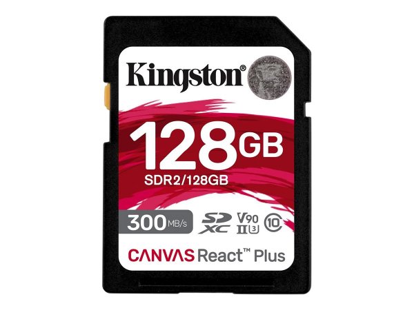 Kingston 128GB Canvas React Plus SDXC UHS-II 300R/260W U3 V90 for Full HD/4K/8K - 128 GB - SD - Clas