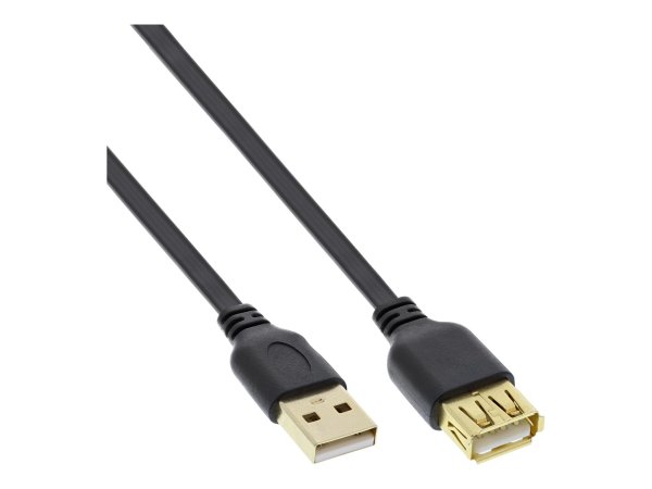InLine Cavo USB 2.0 A maschio / A femmina - Piatto - prolunga - dorato - nero - 1,5m