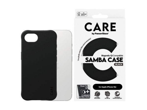 PanzerGlass CARE Case Fashionable Samba w. MagSafe. black iPhone 16e