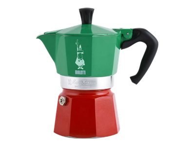 Bialetti Moka Express Tricolore 3 tz - Moka - 0,13 L - Verde - Rosso - Alluminio - 3 tazze - Termopl