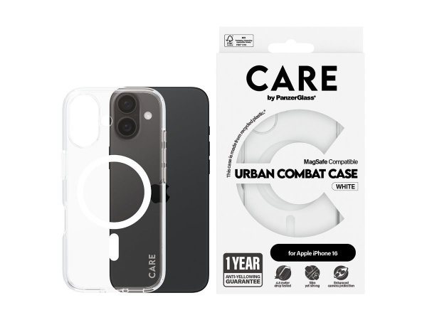 PanzerGlass CARE by Case Flagship White MagSafe iPhone 16