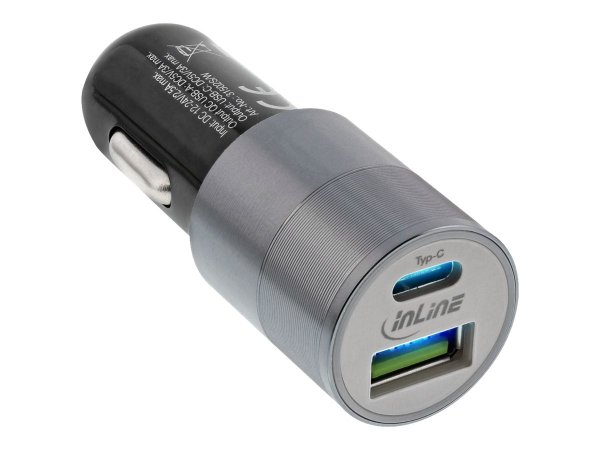 InLine Auto-Netzteil - 3 A - QC 3.0 - 2 Ausgabeanschlussstellen (USB, USB-C)