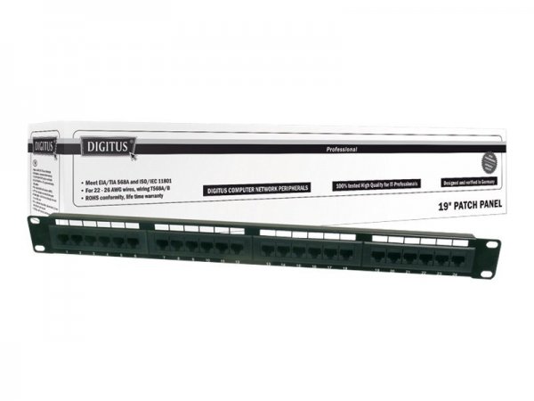 DIGITUS Pannello patch CAT 5e - RJ-45 - Cat5e - Nero - 515 mm - 60 mm - 654 g