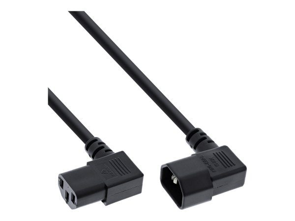 InLine Cavo alimentaz. prolunga IEC-320 - spina C14 presa C13 - 90° D - nero - 0,4m