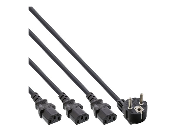 InLine Cavo alimentaz.Y Shu.cko 90° a 3x presa C13 - nero - 1,8m