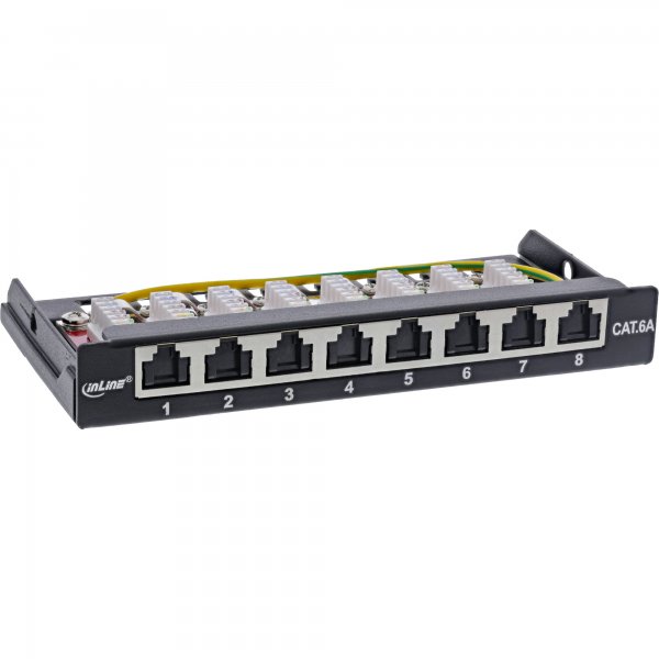 InLine Patch panel Cat.6A 0.5U a 8 vie - nero - protezione antipolvere