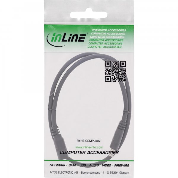 InLine Cavo di prolunga DC - maschio/femmina 5,5x2,5mm - AWG18 - nero - 0,5m