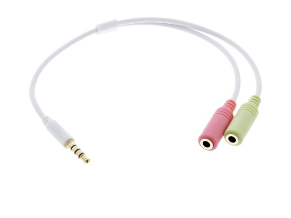 InLine Cavo Audio Y Jack 3,5mm M a 2x Jack 3,5mm F - 4pin CTIA - 0,25m - bianco