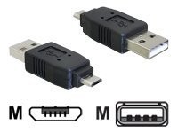 Delock Adapter USB micro-B male to USB2.0 A-male - USB micro-B - USB 2.0 A - Nero