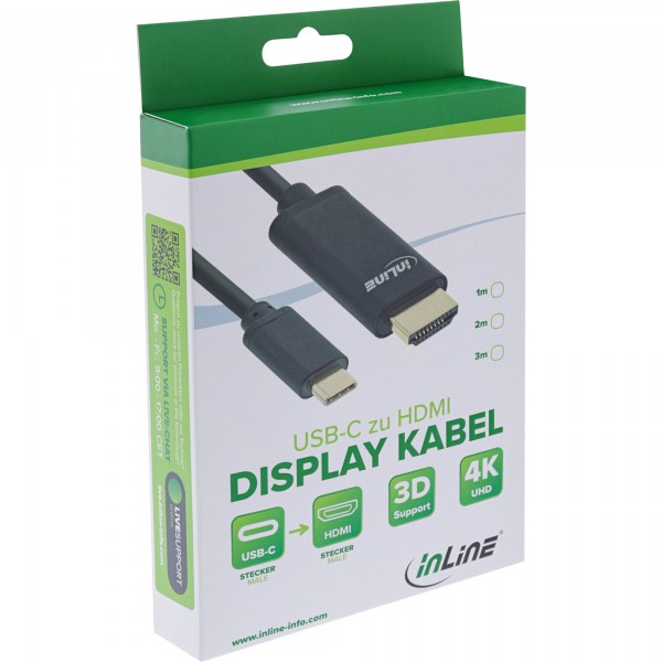 InLine Cavo USB display spina USB-C a spina HDMI (DP Alt) - 4K2K - nero - 2m