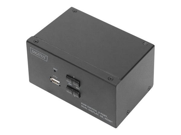 DIGITUS Switch KVM - 2 porte - schermo doppio - 4K - HDMI® - 3840 x 2160 Pixel - 4K Ultra HD - Nero