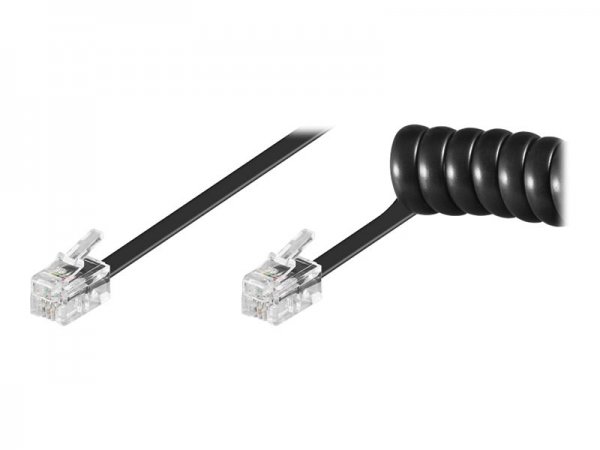 Goobay Telefonhörer-Spiralkabel CCA kupferkaschiertes Aluminium Schwarz - Cavo - 4 m