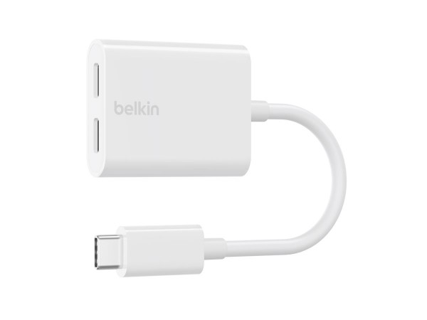 Belkin CONNECT USB-C AUDIO + CHARGE ADAP - USB tipo-C - USB tipo-C - Bianco - 60 W - Cavo tondo - iP