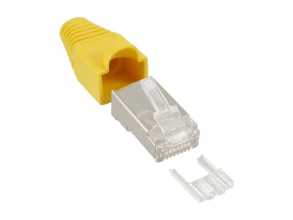 InLine Connettore a crimpare RJ45 schermato - antipiega - guida - giallo - 10pz.