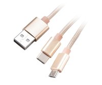 Akasa AK-CBUB42-12GL - 1,2 m - USB A - USB C/Micro-USB B - USB 2.0 - 0,48 Gbit/s - Oro