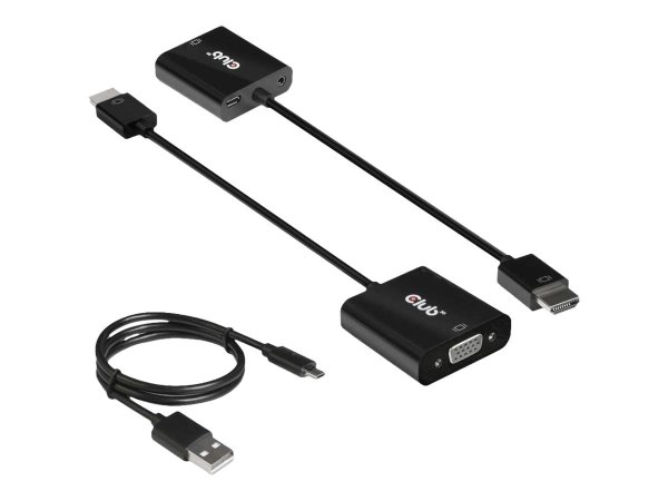 Club 3D CAC-1302 - 0,5 m - HDMI tipo A (Standard) - VGA (D-Sub) - Maschio - Femmina - Nero