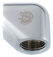 Bitspower International Adapter 90 Grad G1/4 Zoll IG auf - silber glänzend