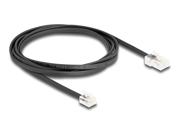 Delock Cavo telefonico da RJ45 maschio a RJ11 maschio nero 2 m - 2 m - RJ-45 - RJ-11 - Nero - Maschi