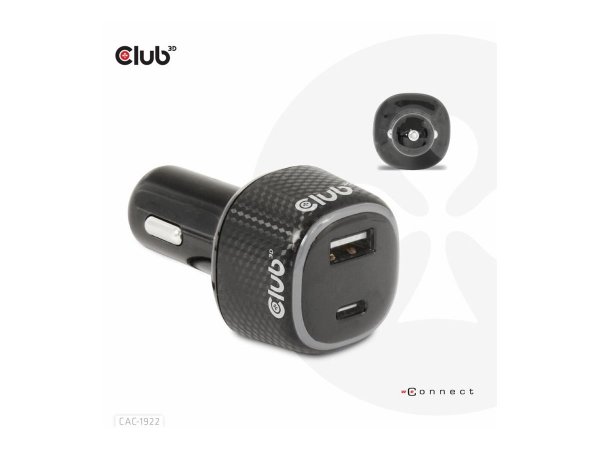 Club 3D USB KFZ-Ladegerät 1xUSB C A 63W 12/24V retail - Cavo - Digitale/dati