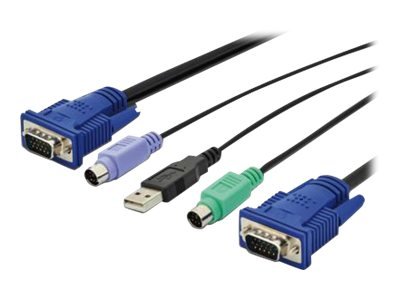 DIGITUS Cavo USB KVM per consolle KVM - 1,8 m - PS/2 - PS/2 - VGA - Nero - USB