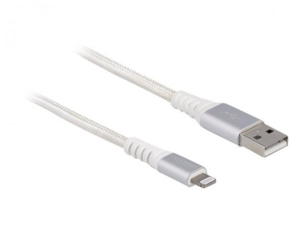 Delock USB dati e cavo di alimentazione per iPhone - iPad - iPod DuPont Kevlar® bianco 3 m - Argento