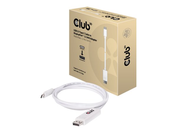 Club 3D USB 3.1 Type C Cable to DisplayPort 1.2 UHD Adapter - USB Type C - Displayport 1.2 - 1,2 m -
