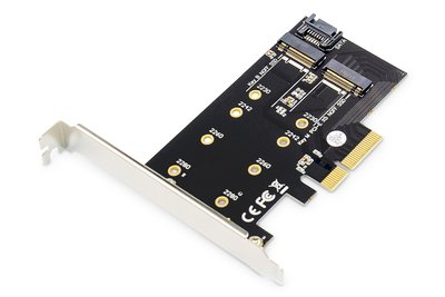 DIGITUS Scheda add-on M.2 NGFF / NVMe SSD PCI Express 3.0 (da 4) - PCIe - M.2 - PCI 3.0 - Nero - Cin