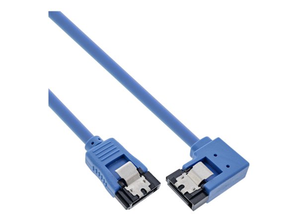 InLine Cavo SATA 6Gb/s - rotondo - angolato a destra - blu - con linguetta - 0,5m
