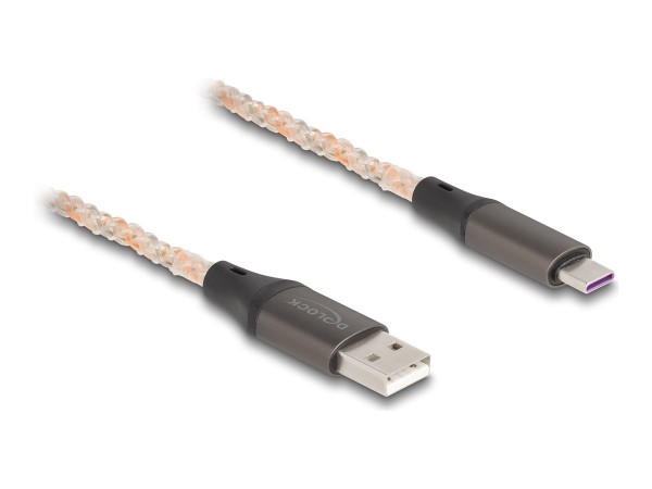 Delock Cavo USB 2.0 da Tipo-A per USB Type-C con illuminazione RGB da 1 m - 1 m - USB A - USB C - US