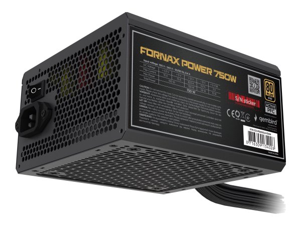 Gembird CCC-PSUBRONZE-750W Netzteil Fornax Power aktive PFC 12cm Lüfter 80+Bronze - Alimentatore pc/