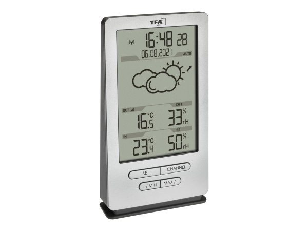 TFA 35.1162.54 - Termometro da ambiente elettronico - Interno/esterno - Digitale - Nero - Argento -