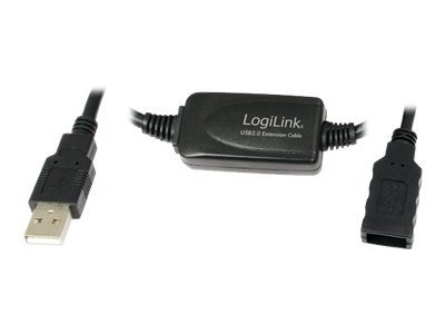 LogiLink 10m USB - USB 2.0 M/F - 10 m - USB A - USB A - USB 2.0 - Maschio/Femmina - Nero
