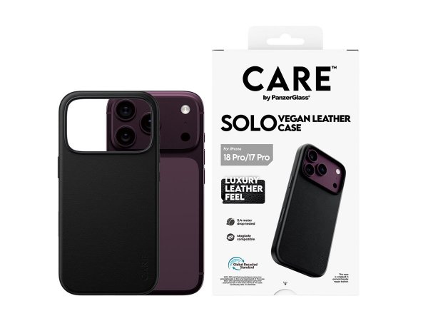 PanzerGlass CARE Solo Vegan Leather Case black w. MagSafe iPhone 18 Pro/17 Pro
