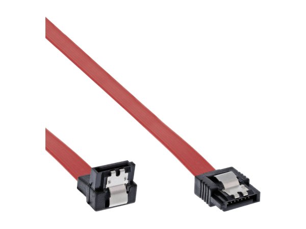InLine Cavo SATA 6Gb/s - angolato - rosso - con linguetta - 0,7m