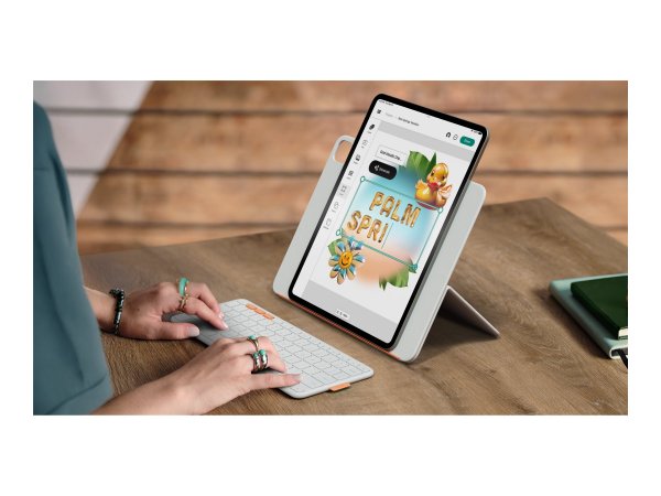 Logitech Flip Folio Pale Grey DE - Tastiera - QWERTZ