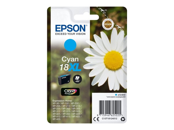 Epson 18 XL Cyan Druckerpatrone C13T18124012 - Originale - Cartuccia di inchiostro