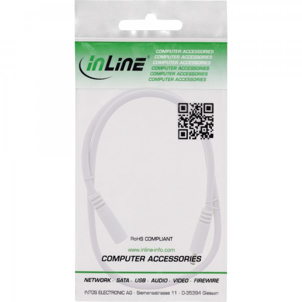InLine Cavo di prolunga DC - maschio/femmina 3,5x1,35mm - AWG18 - bianco - 0,5m