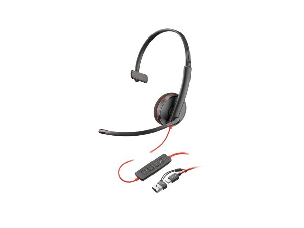 Poly Blackwire 3210 Monaural USB-C Black Headset+USB-C/A - Cuffia - Mono