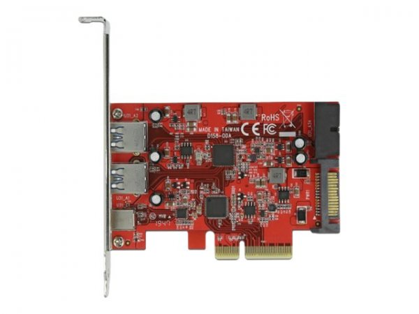 Delock Scheda PCI Express x4 a 1 x USB Type-C esterna femmina + 2 x USB di Tipo-A esterna femmina Su