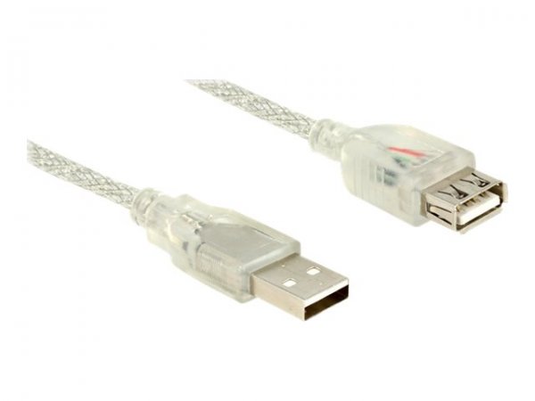 Delock 83881 - 1 m - USB A - USB A - USB 2.0 - Maschio/Femmina - Trasparente