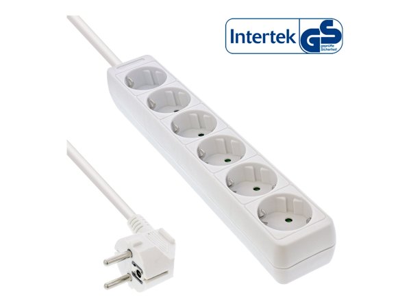 InLine Multipresa - 6x Shucko - con sicura - bianco - cavo 5m