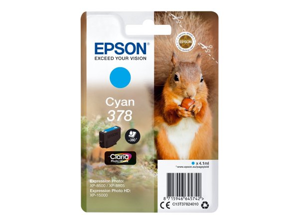 Epson Squirrel Singlepack Cyan 378 Claria Photo HD Ink - Resa standard - 4,1 ml - 360 pagine - 1 pz