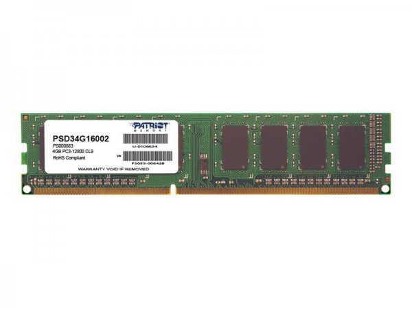 PATRIOT Memory 4GB PC3-12800 - 4 GB - 1 x 4 GB - DDR3 - 1600 MHz - 240-pin DIMM