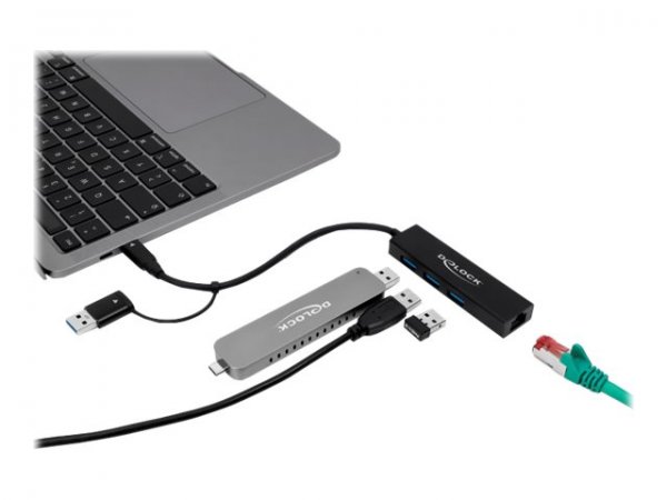 Delock Hub - 3 x USB 3.2 Gen 1+ 1 10/100/1000+ 1 USB-C 3.2 1
