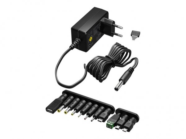 Wentronic Universal-Netzteil 5 V - 15 V max. 36 W 2.4 A - inkl. 11 Adapter 7 DC-Adapter