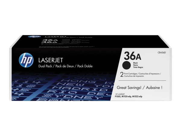 HP Confezione da 2 cartucce originali di Toner nero LaserJet 36A - 4000 pagine - Nero - 2 pz