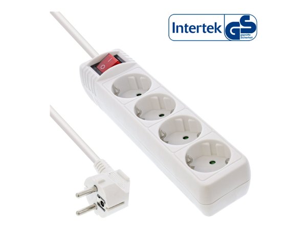 InLine Multipresa 4x Shucko - con interrutt. - bianca - cavo 1,5m