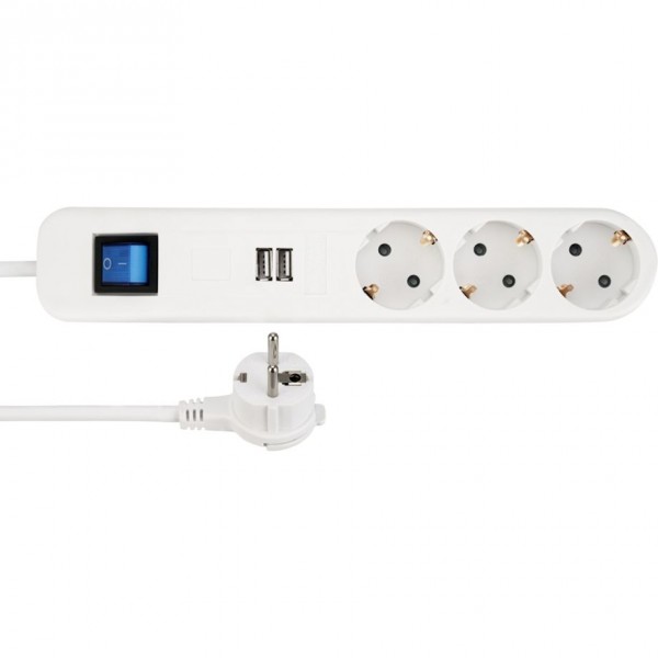 REV Ritter Steckdosenleiste ICE 3-fach USB & Schalter - Strip alimentazione